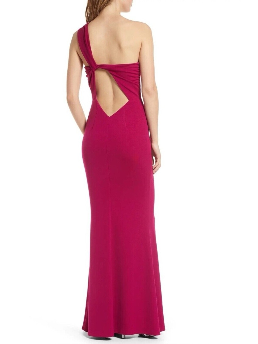 Katie May Edgy Pink Magenta Fuchsia One-Shoulder Maxi Dress NWT, L - Picture 2 of 7